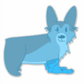 Cute Blue Corgi in Sokken Sticker (Voorkant)