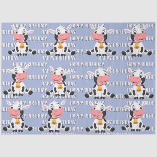 Cute Blue Cow Tissuepapier (Voorkant)