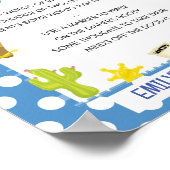 Cute Blue Cowboy Baby shower Game Sign Poster (Hoek)