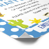 Cute Blue Cowboy Baby shower Game Sign Poster (Hoek)