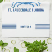 Cute Blue Crab Hand Waterverven Illustratie Theedoek (Gevouwen)