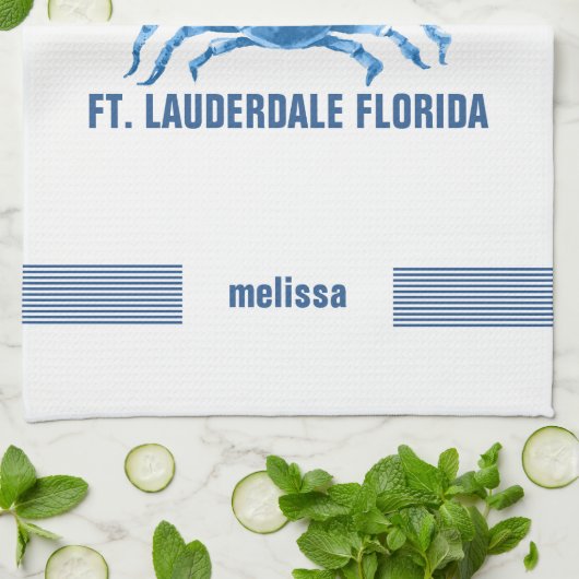 Cute Blue Crab Hand Waterverven Illustratie Theedoek (Gevouwen)