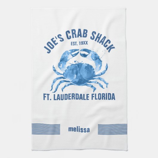 Cute Blue Crab Hand Waterverven Illustratie Theedoek (Verticaal)