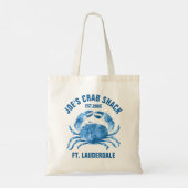 Cute Blue Crab Illustration Custom Sjabloon Tote Bag (Achterkant)