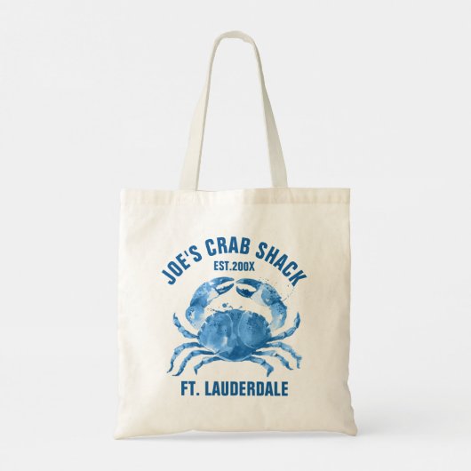 Cute Blue Crab Illustration Custom Sjabloon Tote Bag (Achterkant)