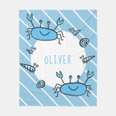 Cute Blue Crab Zee Animal Boy Name Fleece Deken (Voorkant)
