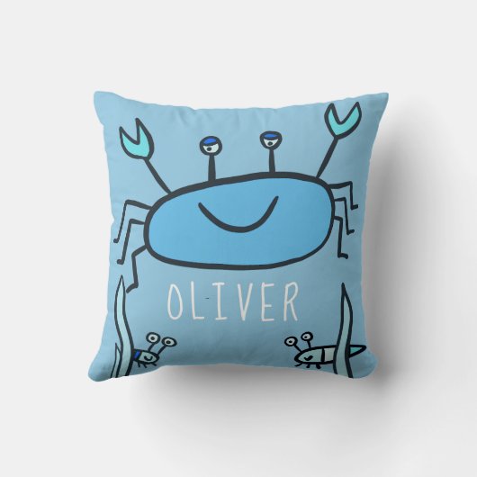 Cute Blue Crab Zee Animal Boy Name Kussen (Achterkant)