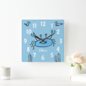Cute Blue Crab Zee Animal Boy Name Vierkante Klok (Huis)