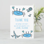 Cute Blue Crab Zee Animals Boy Birthday Bedankkaart (Staand voorkant)