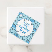 Cute Blue Crab Zee Animals Boy Happy Birthday Bedankjes Labels (In situ)