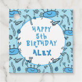 Cute Blue Crab Zee Animals Boy Happy Birthday Bedankjes Labels (Voorkant)