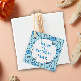 Cute Blue Crab Zee Animals Boy Happy Birthday Bedankjes Labels