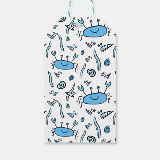 Cute Blue Crab Zee Animals Boy Happy Birthday Cadeaulabel (Achterkant)