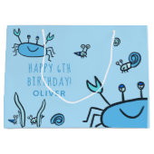 Cute Blue Crab Zee Animals Boy Happy Birthday Groot Cadeauzakje (Voorkant)