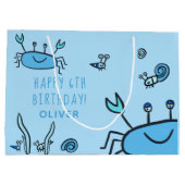 Cute Blue Crab Zee Animals Boy Happy Birthday Groot Cadeauzakje (Achterkant)