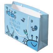 Cute Blue Crab Zee Animals Boy Happy Birthday Groot Cadeauzakje (Achterkant Gekanteld)