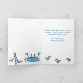 Cute Blue Crab Zee Animals Boy Happy Birthday Kaart (Binnen)