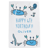 Cute Blue Crab Zee Animals Boy Happy Birthday Medium Cadeauzakje (Voorkant)