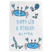 Cute Blue Crab Zee Animals Boy Happy Birthday Medium Cadeauzakje (Achterkant)
