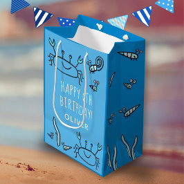 Cute Blue Crab Zee Animals Boy Happy Birthday Medium Cadeauzakje