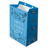 Cute Blue Crab Zee Animals Boy Happy Birthday Medium Cadeauzakje (Voorkant Gekanteld)