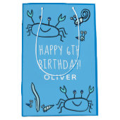 Cute Blue Crab Zee Animals Boy Happy Birthday Medium Cadeauzakje (Voorkant)