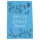 Cute Blue Crab Zee Animals Boy Happy Birthday Medium Cadeauzakje (Achterkant)