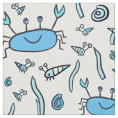 Cute Blue Crabs Zee Animals Shell Pattern Kinder Stof (Close Up)