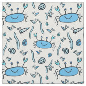 Cute Blue Crabs Zee Animals Shell Pattern Kinder Stof (Swatch)