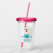 Cute Blue Cupcake met Kawaii Face Acryl Drinkbeker (Achterkant)