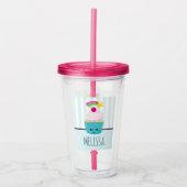 Cute Blue Cupcake met Kawaii Face Acryl Drinkbeker (Voorkant)