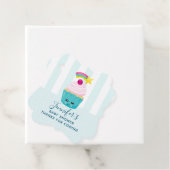 Cute Blue Cupcake met Kawaii Face Baby shower Bedankjes Labels (In situ)
