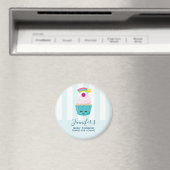 Cute Blue Cupcake met Kawaii Face Baby shower Magneet (Insitu (Vaatwasser))