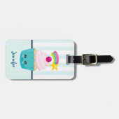 Cute Blue Cupcake met Kawaii Face Bagagelabel (Voorkant horizontaal)