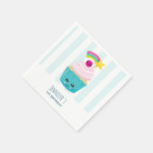 Cute Blue Cupcake met Kawaii Face Birthday Servet (Hoek)