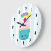 Cute Blue Cupcake met Kawaii Face Grote Klok (Hoek)