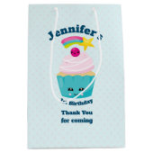 Cute Blue Cupcake met Kawaii Face Hartelijk dank Medium Cadeauzakje (Voorkant)