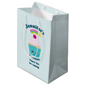 Cute Blue Cupcake met Kawaii Face Hartelijk dank Medium Cadeauzakje (Voorkant Gekanteld)