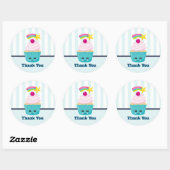 Cute Blue Cupcake met Kawaii Face Hartelijk dank Ronde Sticker (Vel)