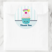 Cute Blue Cupcake met Kawaii Face Hartelijk dank Ronde Sticker (Tas)