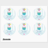Cute Blue Cupcake met Kawaii Face Kitchen Ronde Sticker (Vel)