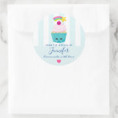 Cute Blue Cupcake met Kawaii Face Kitchen Ronde Sticker (Tas)