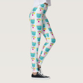 Cute Blue Cupcake met Kawaii Face Leggings (Rechts)