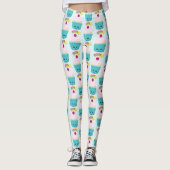 Cute Blue Cupcake met Kawaii Face Leggings (Voorkant)