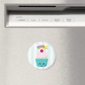 Cute Blue Cupcake met Kawaii Face Magneet (Insitu (Vaatwasser))