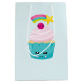 Cute Blue Cupcake met Kawaii Face Medium Cadeauzakje (Voorkant)