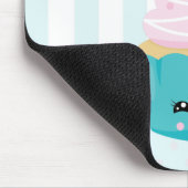 Cute Blue Cupcake met Kawaii Face Muismat (Hoek)