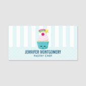 Cute Blue Cupcake met Kawaii Face Naamplaatje (Voorkant)