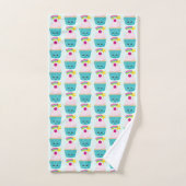 Cute Blue Cupcake met Kawaii Face Pattern Bad Handdoek (Handdoek)