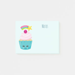 Cute Blue Cupcake met Kawaii Face Post-it® Notes